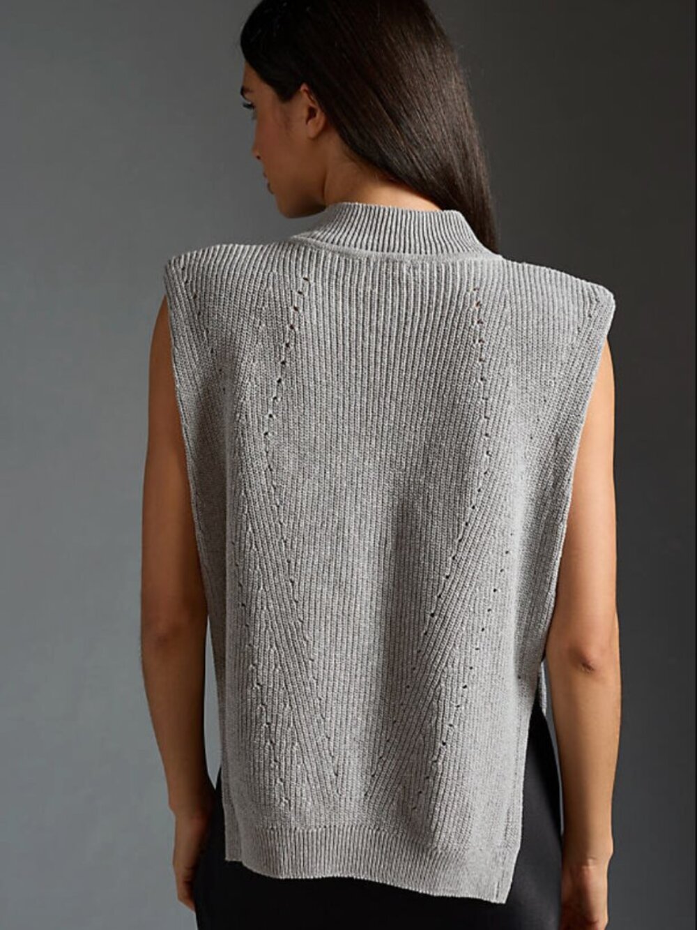Pilcro Anthropologie Mock Neck Layering Sweater Vest (Gray) - M/L - Picture 2 of 8
